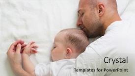  Presentation with holy family the child jesus - Slide deck featuring baby fathers hand - sleeping father and cute child background and a light gray colored foreground