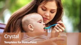  Presentation with mother baby - Slide deck consisting of baby feeding spoon by mother background and a coral colored foreground