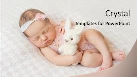  Presentation with sleeping baby - Presentation enhanced with baby feet - lovely sleeping newborn girl background and a light gray colored foreground