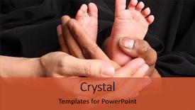  Presentation with mother baby - Presentation with baby feet held by mother background and a red colored foreground