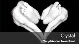  Presentation with mother baby - PPT layouts consisting of baby feet held by mother' background and a dark gray colored foreground