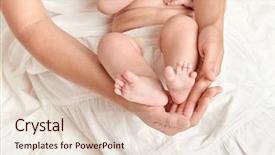  Presentation with skin health - Slides enhanced with baby feet in mother hand health care concept body and skin background and a lemonade colored foreground