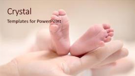  Presentation with maternity - Slide set consisting of baby feet in mother hands background and a lemonade colored foreground