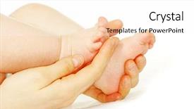  Presentation with feet - Cool new slides with body parts kids - baby feet isolated on white backdrop and a white colored foreground