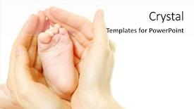  Presentation with baby s foot feet - PPT layouts having baby feet isolated on white background and a sky blue colored foreground