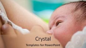  Presentation with baby breast milk - Slides having baby first days drinking breast background and a coral colored foreground
