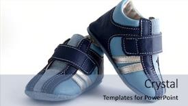  Presentation with baby shoes - Colorful PPT theme enhanced with baby first shoes backdrop and a teal colored foreground