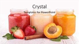  Presentation with dessert - Slide set having baby food - fruit dessert background and a sky blue colored foreground