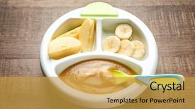  Presentation with baby food - PPT theme enhanced with baby food and fresh fruits background and a  colored foreground