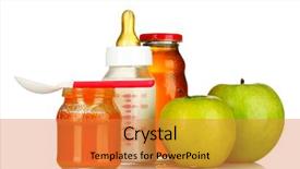  Presentation with baby food - Cool new presentation theme with baby food and fruit isolated backdrop and a gold colored foreground