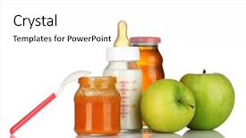  Presentation with baby food - Slide deck having baby food and fruit isolated background and a white colored foreground