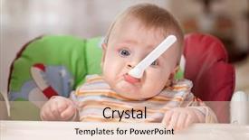  Presentation with baby food - PPT theme featuring baby food baby eating background and a lemonade colored foreground