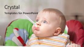  Presentation with baby food - Slide set with baby food baby eating background and a soft green colored foreground