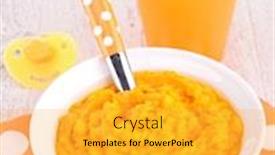  Presentation with baby food - PPT layouts consisting of baby-food-carrot-puree background and a yellow colored foreground