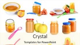  Presentation with baby food - Cool new slide set with baby food collage isolated backdrop and a blonde colored foreground