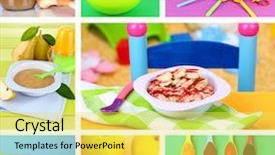  Presentation with baby food - Presentation design with baby food collage background and a yellow colored foreground