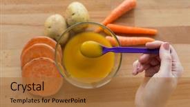  Presentation with healthy nutrition - Cool new slides with baby food healthy eating backdrop and a red colored foreground