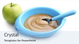  Presentation with weaned baby food weaning - Beautiful theme featuring baby food in bowl isolated backdrop and a light blue colored foreground