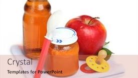  Presentation with baby food - Colorful presentation enhanced with baby food juice and fruits isolated on white backdrop and a red colored foreground