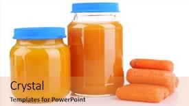  Presentation with baby food - Beautiful PPT layouts featuring baby food with carrot in glass jars isolated on white backdrop and a gold colored foreground