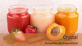  Presentation with baby food - Slide set with baby food background and a gold colored foreground