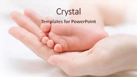  Presentation with maternity - PPT layouts having baby foot in mother hand background and a lemonade colored foreground