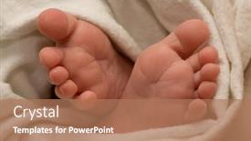  Presentation with white sheet - PPT theme with baby-foots-in-white-bed background and a coral colored foreground