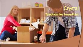  Presentation with nursery - Colorful PPT theme enhanced with baby funitures - couple preparing to assemble flat backdrop and a red colored foreground