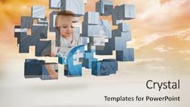  Presentation with baby - Slide deck featuring baby genius on abstract screen background and a  colored foreground