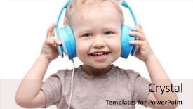  Presentation with headphones - Beautiful theme featuring baby gifts - cute little boy with headphones backdrop and a coral colored foreground