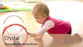  Presentation with released - PPT theme having months playing with soft toys background and a coral colored foreground