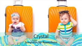  Presentation with baby girl christening - Slides consisting of baby girl and boy twins background and a seafoam green colored foreground