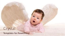  Presentation with angel baby - Amazing presentation theme having angel with feather white wings backdrop and a lemonade colored foreground