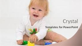  Presentation with baby girl - Audience pleasing presentation consisting of baby girl drawing picture with paints backdrop and a lemonade colored foreground