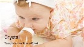  Presentation with baby bottle - Theme enhanced with baby girl drinking tea from her bottle background and a coral colored foreground