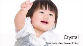  Presentation with baby girl welcome - Amazing presentation design having baby girl finger pointing up backdrop and a white colored foreground