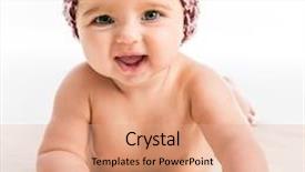  Presentation with baby girl - Presentation theme consisting of baby girl in a brown hat on a white background background and a coral colored foreground