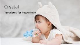  Presentation with baby toy - Audience pleasing slide set consisting of baby-girl-in-a-hoodie backdrop and a light gray colored foreground