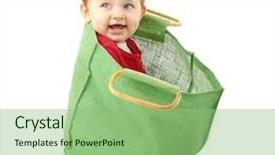  Presentation with baby girl - Presentation theme having baby girl in shopping bag background and a seafoam green colored foreground