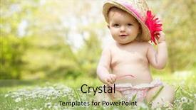  Presentation with girl scouts explorer summer - Audience pleasing PPT theme consisting of baby girl in summer dress backdrop and a mint green colored foreground