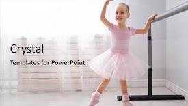  Presentation with ballerina - PPT layouts consisting of baby girl is studying ballet background and a light gray colored foreground