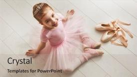  Presentation with baby girl - Presentation theme enhanced with baby girl is studying ballet background and a coral colored foreground