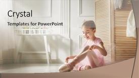  Presentation with baby girl - Amazing PPT layouts having baby girl is studying ballet backdrop and a light gray colored foreground