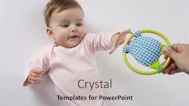  Presentation with baby toy - Beautiful presentation design featuring baby-girl-reach backdrop and a light gray colored foreground