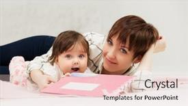  Presentation with baby book - Presentation theme with baby girl reading a book background and a lemonade colored foreground