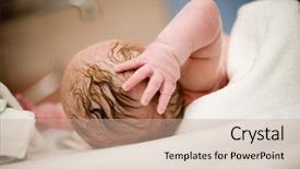  Presentation with delivery baby - PPT theme consisting of baby girl right after delivery background and a soft green colored foreground