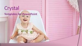  Presentation with baby sitting - Colorful PPT layouts enhanced with baby girl sitting on chair backdrop and a lemonade colored foreground