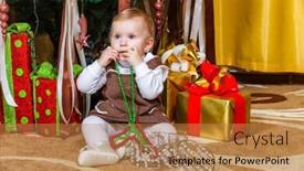  Presentation with baby tree - Cool new slides with baby-girl-sitting-under-christmas backdrop and a coral colored foreground