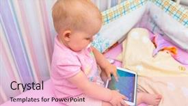  Presentation with baby girl announcement - PPT layouts featuring baby girl sitting with digital background and a lemonade colored foreground