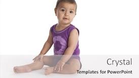  Presentation with baby girl welcome - PPT layouts consisting of baby girl sitting on the floor on white background background and a light gray colored foreground